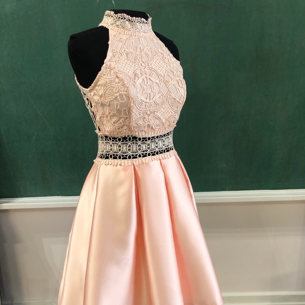 Hi low lace and taffetas dress